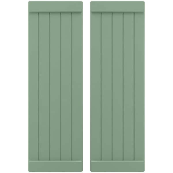 Ekena Millwork Americraft 5-Board Exterior Wood Joined Board-n-Batten Shutters w/ End Batten, ARW103BB518X50TGH, PR ARW103BB518X50TGH - main